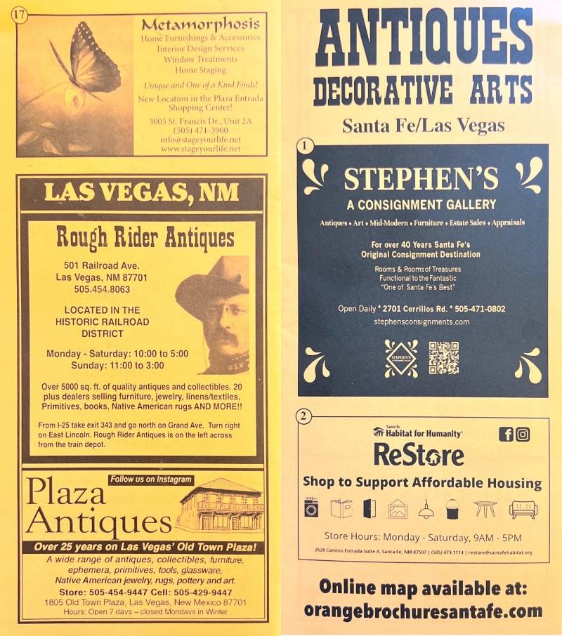 Antiques - Santa Fe and Las Vegas brochure