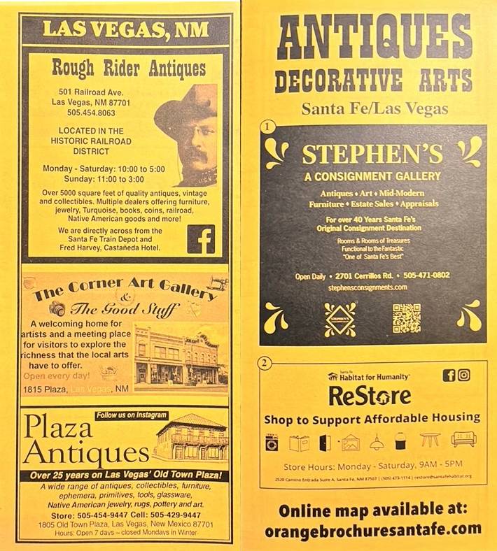 Antiques - Santa Fe and Las Vegas brochure
