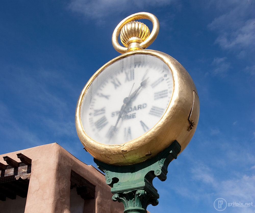 The Spitz Clock in Downtown Santa Fe.