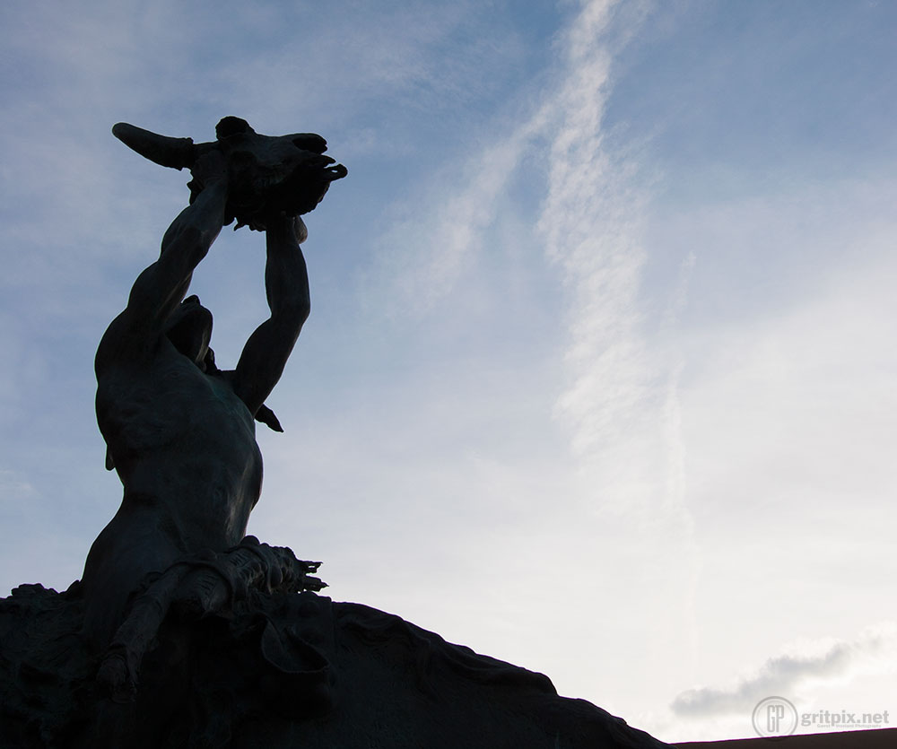 Native American sculpture and NM skies.